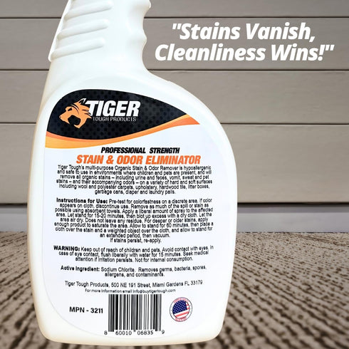 Pet Stain and Odor Remover, Enzyme Cleaner for Home & Professional Use, 32 Ounce Spray for Dog & Cat Urine, Feces, Vomit