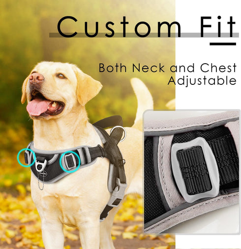 ADVENTUREMORE No Pull Dog Harness for Large Dogs - Reflective Breathable Vest with Easy Control Front Clip