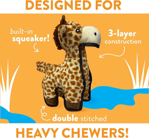 Spunky pup MEGA Tough Plush Toys for Aggressive Chewers - Durable, Triple-Layered Dog Chew Toys with Squeaker - Ideal