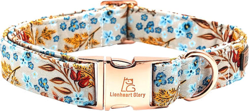 Lionheart Glory Premium Fall Dog Collar, Heavy Duty Adjustable Maple Leaf Design for Small Dogs
