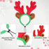 BWOGUE Dog Christmas Reindeer Elk Antlers Headband - Red-White-Green Striped Scarf Set for Dogs and Cats