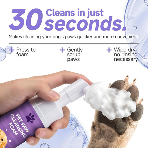 Dog Paw Cleaner Kit Soft Silicone Brush for Safe Mud & Odor Removal, Travel No-Rinse pH Balanced Natural Formula