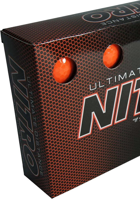 Long Distance High-Durability Golf Balls, 15PK, Nitro Ultimate Distance, Titanium Core, USGA Approved - Orange