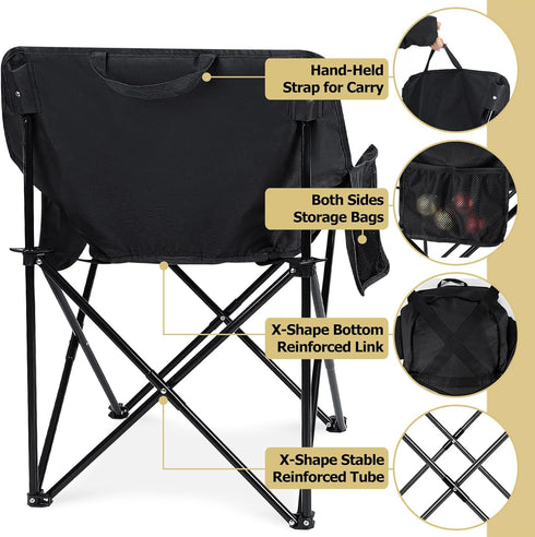 Leonyo Folding Camping Chairs, Portable Outdoor Lawn Chairs for Adults with Carrying Bag for Outside Fishing, Hiking