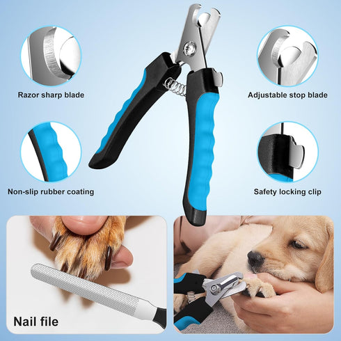 Set, 8-in-1 Professional Dog Grooming Scissors Stainless Steel Pet Grooming Kit with Hair Comb, Nail Clipper & Brush