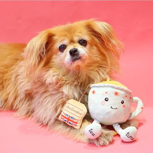 English Teacup Nosework Plush Dog Toy - Rope Legs and Crinkle Sound - UK British Design for Dogs