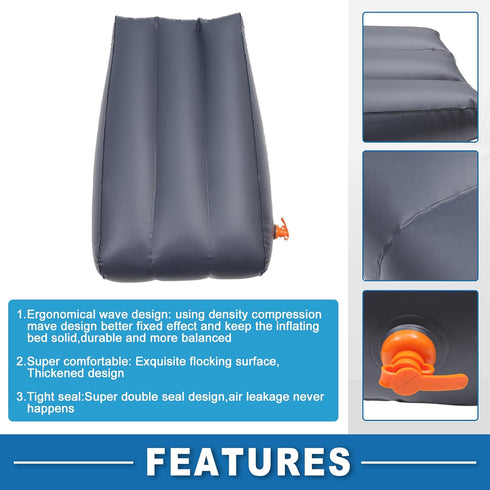 Deep Gray Inflatable Car Sleeping Mat - Comfortable Travel Essential