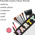 Jakiro Chenille Letter Clear Bag Zipper Pouch for Party, Preppy Makeup Bag Clear Cosmetic Toiletry Bag with Wrist Strap, Water-proof Makeup Travel Pouch Party Bags for Women Girls (Black-Party)