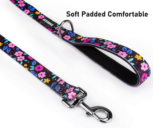 KISSBAK Dog Leash for Medium Dogs - Comfortable Padded Handles,Premium Floral Sunflower Dog Training Leash,Walking Lead for Dogs (Floral, Medium (3/4Inch x 5 Feet))