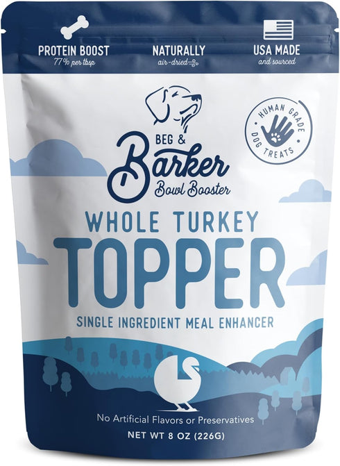 Beg & Barker Turkey Dog Food Toppers, 8 Ounce (Pack of 1) - Premium Meal Mixers for Picky Eaters with Whole Turkey
