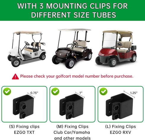 Golf Cart Mirror, Upgraded Installation for Square Tube Roll Cage Compatible with Club Car, Yamaha, EZ GO