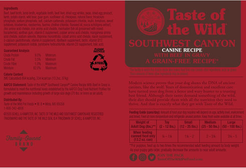 13.2-oz, 12 Taste of the Wild Southwest Canyon Canine Recipe with Beef in Gravy Canned Dog Food, Case