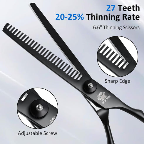 5 1 Dog Grooming Scissors Kit with Safety Round Tips, GLADOG Professional in Grooming Scissors for Dogs