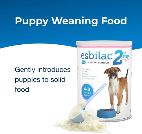 2nd 14 oz, Pack 2 4-8 PetAg Esbilac Step Puppy Weaning Food - of - Powdered Puppy Weaning Formula with DHA, Natural