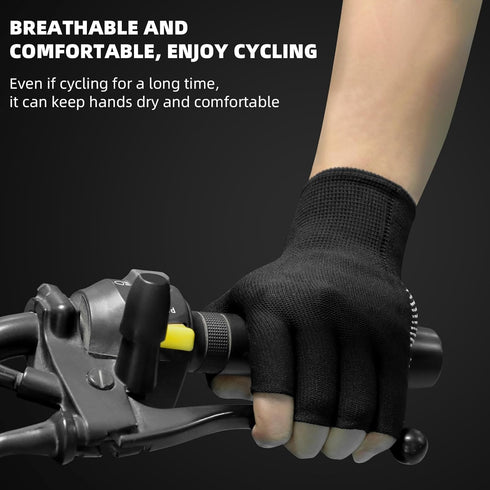 Fingerless Workout Gloves for Men and Women, Half Finger Work Glove, Black Pilates Gloves with Grip, Fitness Exercise