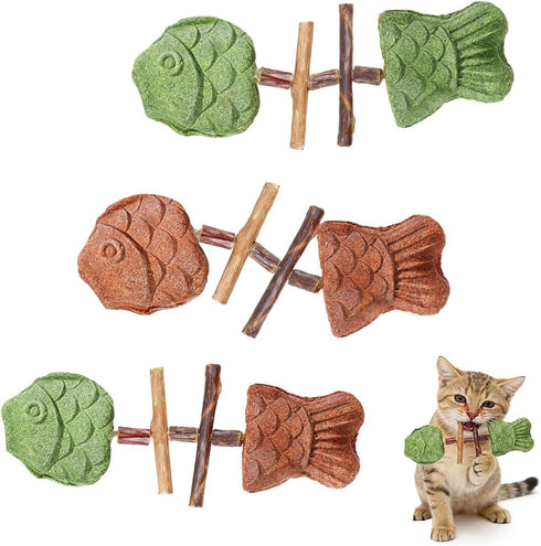Generic 3pcs Purrident Dental Chew Toy for Cats, Creative Fish Bone Cat Toy