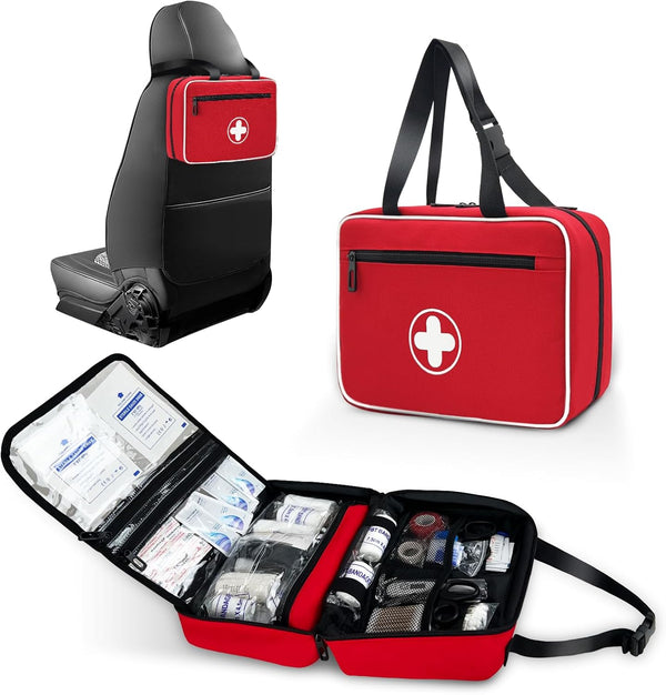 MELINON Portable First Aid Bag, Empty Emergency Trauma Kit with Reflective Strips, Multi-Compartment