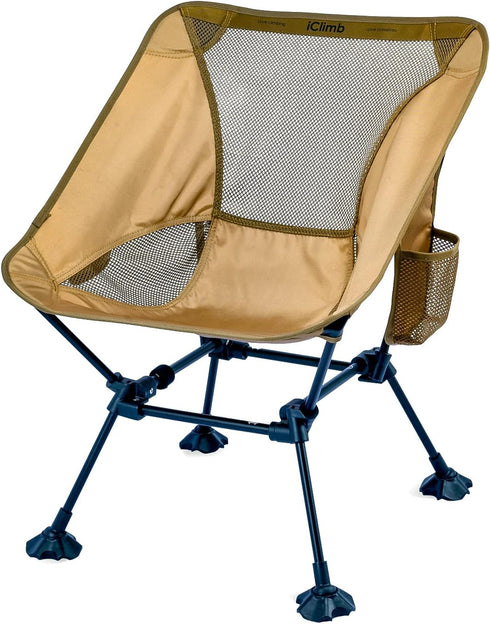 iClimb Ultralight Compact Camping Folding Beach Chair with Anti-Sinking Large Feet and