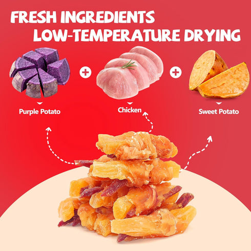 1% 14.11 Oz Dog Treats Chicken Wrapped Double Sweet Potato Containing Taurine High-protein Dog jerky Meat Dry Dental