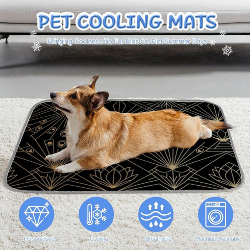 Generic 28" X22" Outdoor Cooling Mat for Dogs Ice Silk Non Toxic Cooling Mat for Dogs Line Floral Patterns Shark Dog