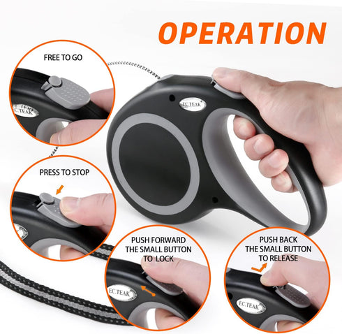 30 FT Retractable Dog Leash for Medium Large Dogs up to 77 lbs; Heavy Duty No Tangle, Large