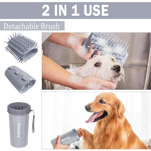 Dog Paw Cleaner for Large Dogs, Muddy Paw Washer with 3 Towels & Dog Bath Brush