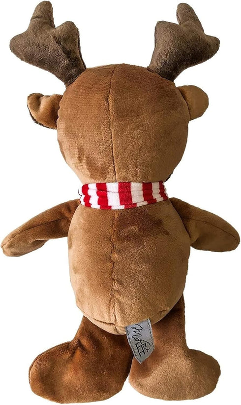 Midlee Christmas Reindeer Plush Dog Toy with Scarf, Squeaky Holiday Pet Gift