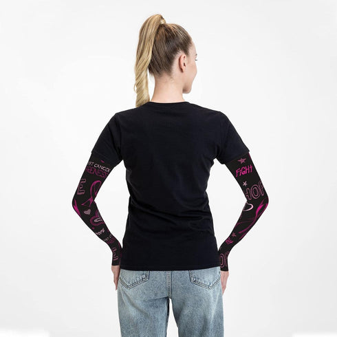 Ribbon Breast Cancer Awareness Cooling Arm Sleeves for UV Protection, Perfect for Cycling, Running, Basketball