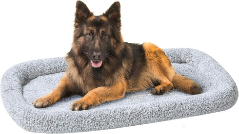 Friends Forever Bolster Dog Crate Mat 48 Inch, Washable Dog Crate Pad for Raised Dog Bed and Crate, Sherpa Fleece, Nova