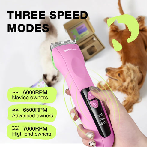Dog Clippers for Grooming, Low Noise Electric Trimmer, 3-Speed & LCD Dog Grooming Kit