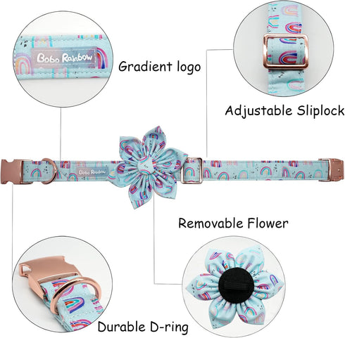 Dog Collar with Flower, Summer Fruit Adjustable Dog Flower Bow Collar Female Girl Pet Collar Cute Flowers Duarble Dog Collars for Medium Dog