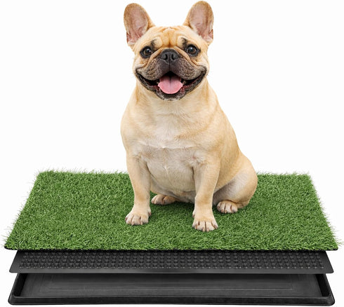 CyberPaws Artificial Grass Dog Potty with Tray,16" x 20" Reusable Puppy Training Pad,3-Layer