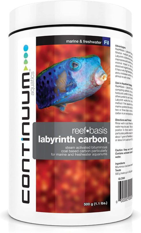 Coal Based Carbon Filter Media for Marine Saltwater and Freshwater Aquariums, Continuum Aquatics Reef Basis Labyrinth