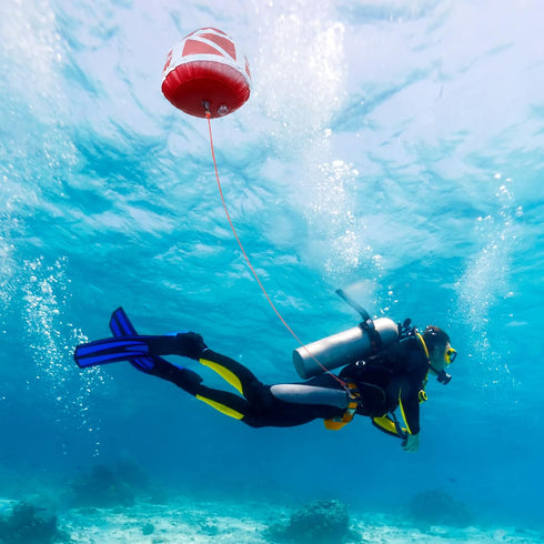 Maitys Heavy Duty PVC Dive Flag Float Set, Inflatable Signal Floater with Dive Flag and Freediving Lanyard
