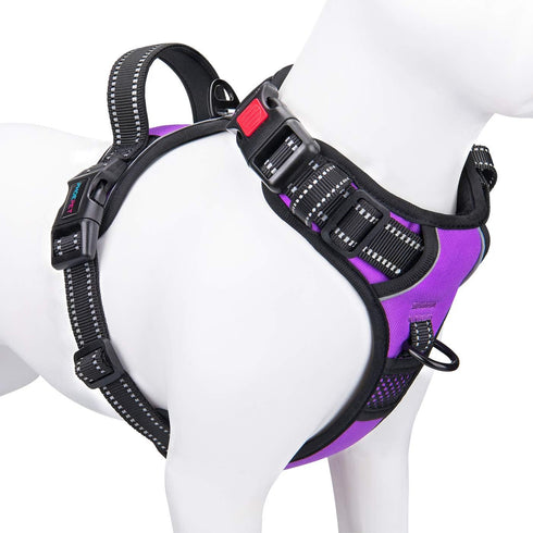 PHOEPET No Pull Dog Harness for Small Dogs - Reflective Adjustable Front Clip Vest with Handle (XS, Purple)