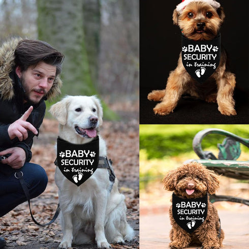 Lcekterur (2 Pack) Pregnancy Announcement Dog Bandana Baby Security in Training Printed Bandanas Baby Announcement Dog