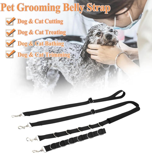 ASOCEA Dog Grooming Belly Strap - Adjustable Bathing Restraint Leash with D-Rings for Small & Medium Dog Cat Hair