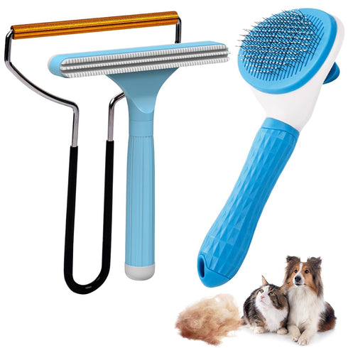 Analan 3-in-1 Pet Hair Remover & Grooming Set for Dogs & Cats