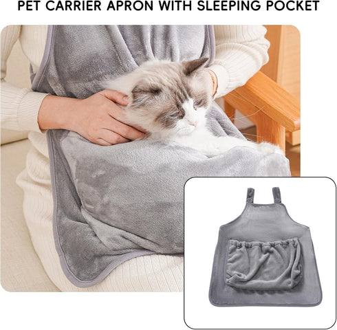 Cat Carrier Apron, Hands-Free Adjustable Pet Carrier for Cats and Small Dogs, Soft Breathable Washable Sling for Indoor