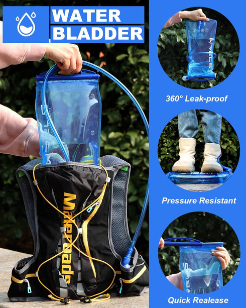 Hydration Bladder, 1L/1.5L/2L/3L Water Reservoir for Hydration Pack, BPA-Free Leakproof for Hiking and Camping