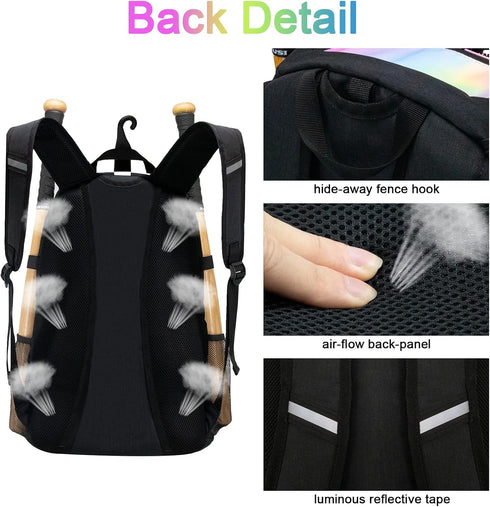 Youth Baseball Bag - Softball Bat Bag with Vented Shoe Compartment, Fence Hook, for Batting Gear, Helmet, TBall