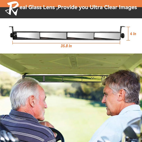RIZINKART Universal Golf Cart 4 Panel Mirror for Yamaha EZGO Club Car - Easy to Install, 35.8" Wide Angle