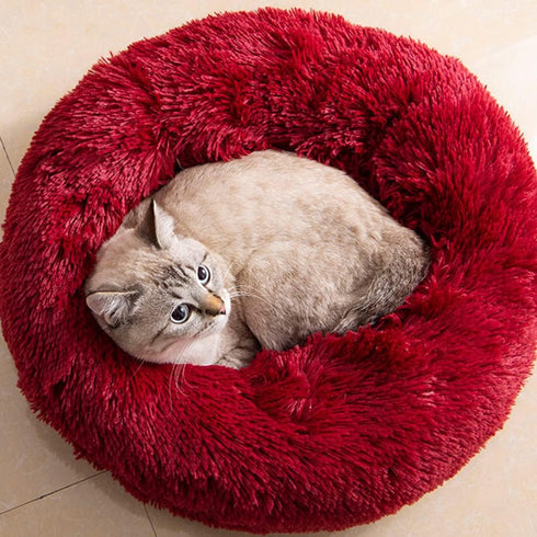 Cat Beds for Indoor Cats, Washable 20/24 inches, Anti-Anxiety Round Fluffy Plush Faux Fur Bed for Small Medium Dogs