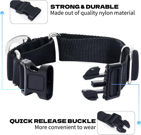 Martingale Dog Collars, Adjustable Nylon with Quick Release Buckle, No Choke Training Collar for Small, Medium, Large