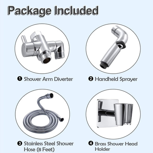 Dog Shower Attachment Metal, YDmeet Pet Shower Attachment for Fast Pet Bathing, Adjustable Sprayer, 8 ft Hose, Chrome