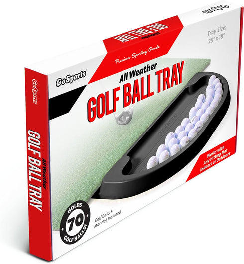 70 GoSports All-Weather Golf Ball Trays with Ball Capacity - Black or Green - Compatible with All Hitting Mats