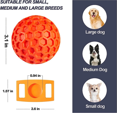 Dog Squeaky Balls, 2 Pack Indestructible Toys for Aggressive Chewers, Durable Natural Rubber