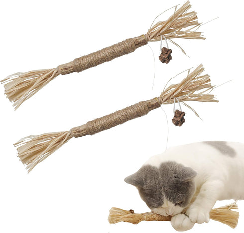 PAZ'S GIFT Catnip Toy, 2pcs Cat Chew Kicking Silvervine Stick, Indoor Interactive Dental Care for Kittens