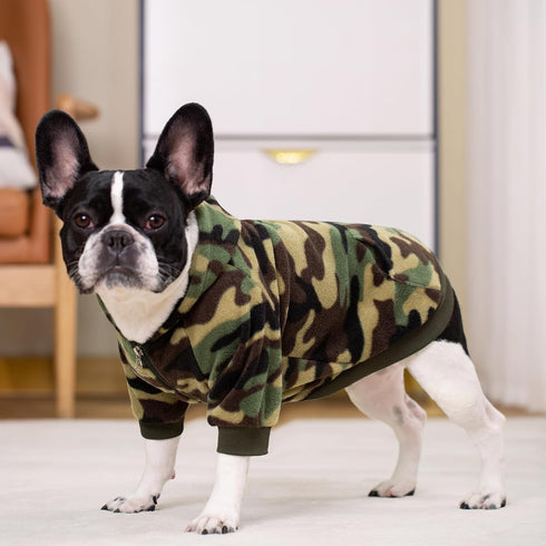 Camo French Bulldog Clothes Dog Hoodie Sweatshirts with Pockets for Small Dogs, Puppy, Chihuahua, Fleece Dog Sweaters
