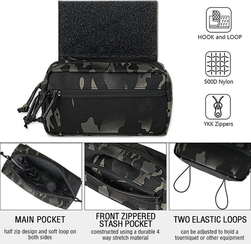 KRYDEX Tactical Fanny Pack with Hook and Loop Panel, Sub Abdominal Carrying Kit Bag for Tactical Vest Chest Rig
